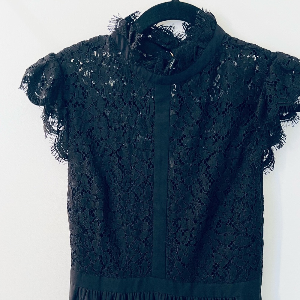 Rachel Zoe black lace paneled floor length gown size 6 - Picture 5 of 8